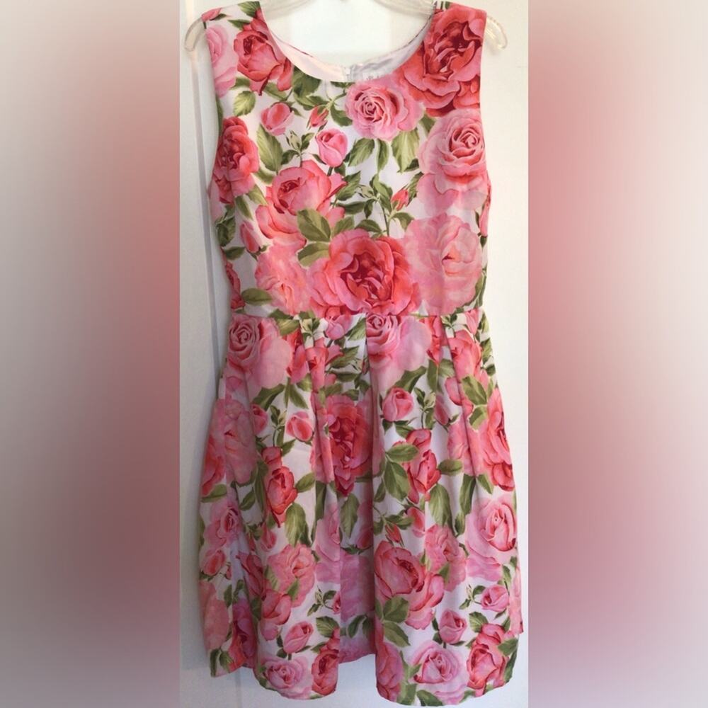 The children’s Place pink green floral dress size large